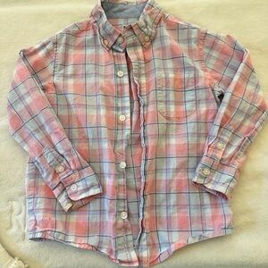 Janie and Jack Pink and Blue Plaid Button Down Shirt